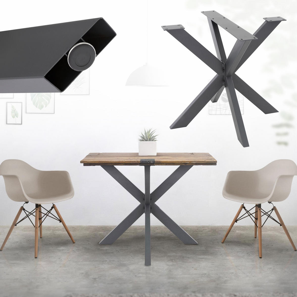 TISCHGESTELL Spider 85 x 85 x 71 cm Anthrazit - Anthrazit, Metall (85/71/85cm) - ML-DESIGN