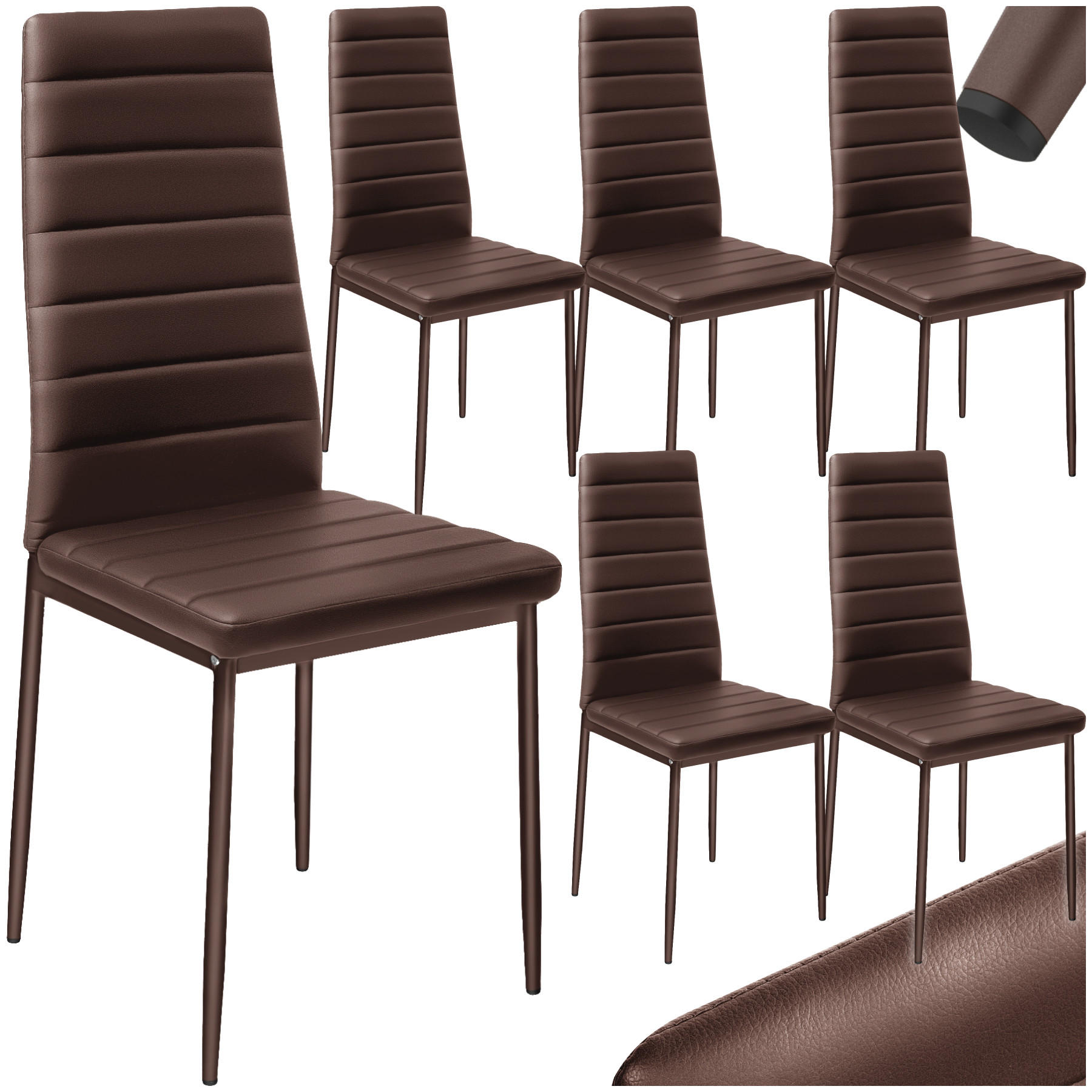 ESSZIMMERSTUHL 6er Set Thomas 41 x 45 x 98 5 cm cappuccino - Cappuccino, Textil (48/98.5/45cm) - tectake