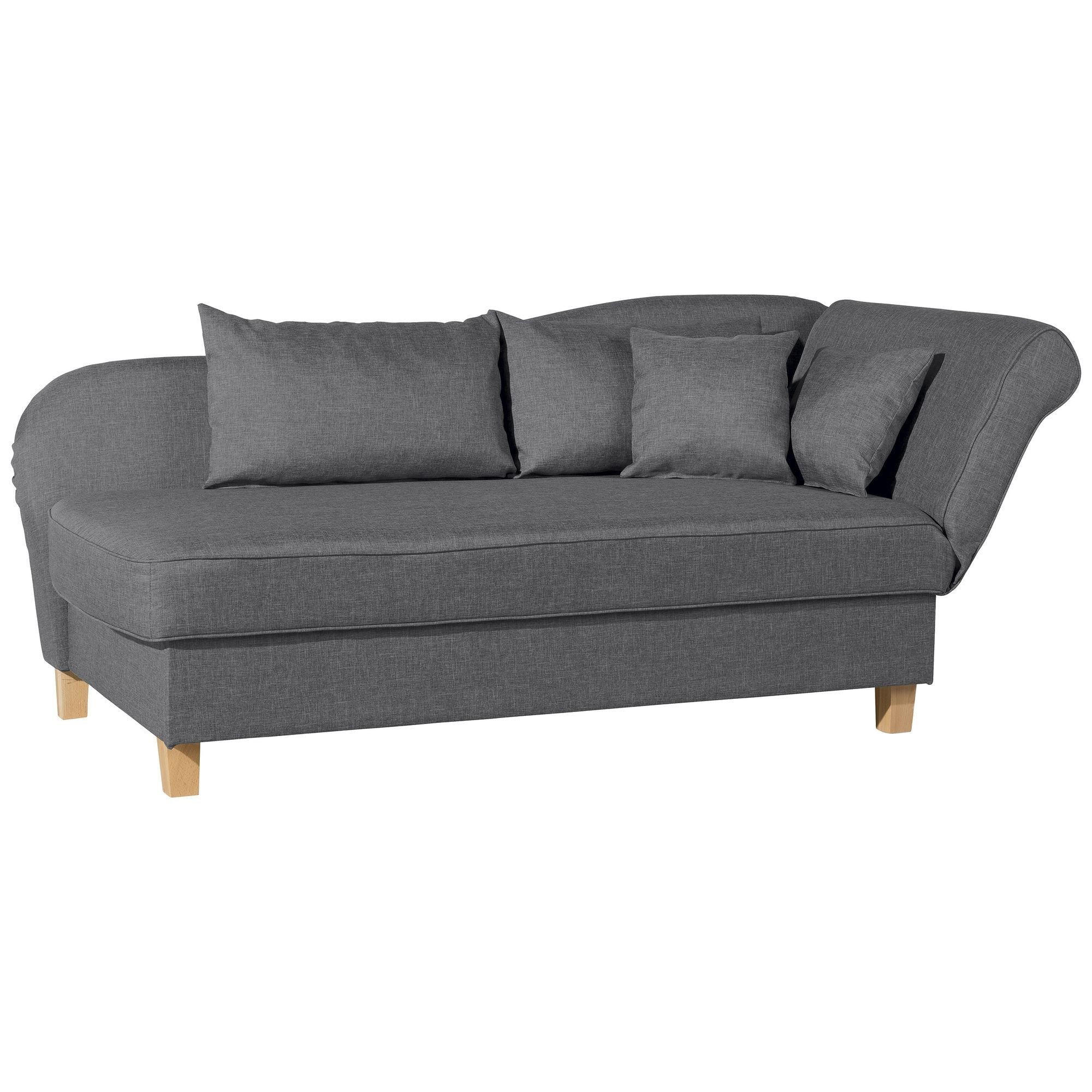 RECAMIERE mit Armteil rechts klappbar Katia Bezug Flachgewebe Buche natur / graphit - Graphitfarben, Kunststoff (190/82/88cm) - 58aufmkessel