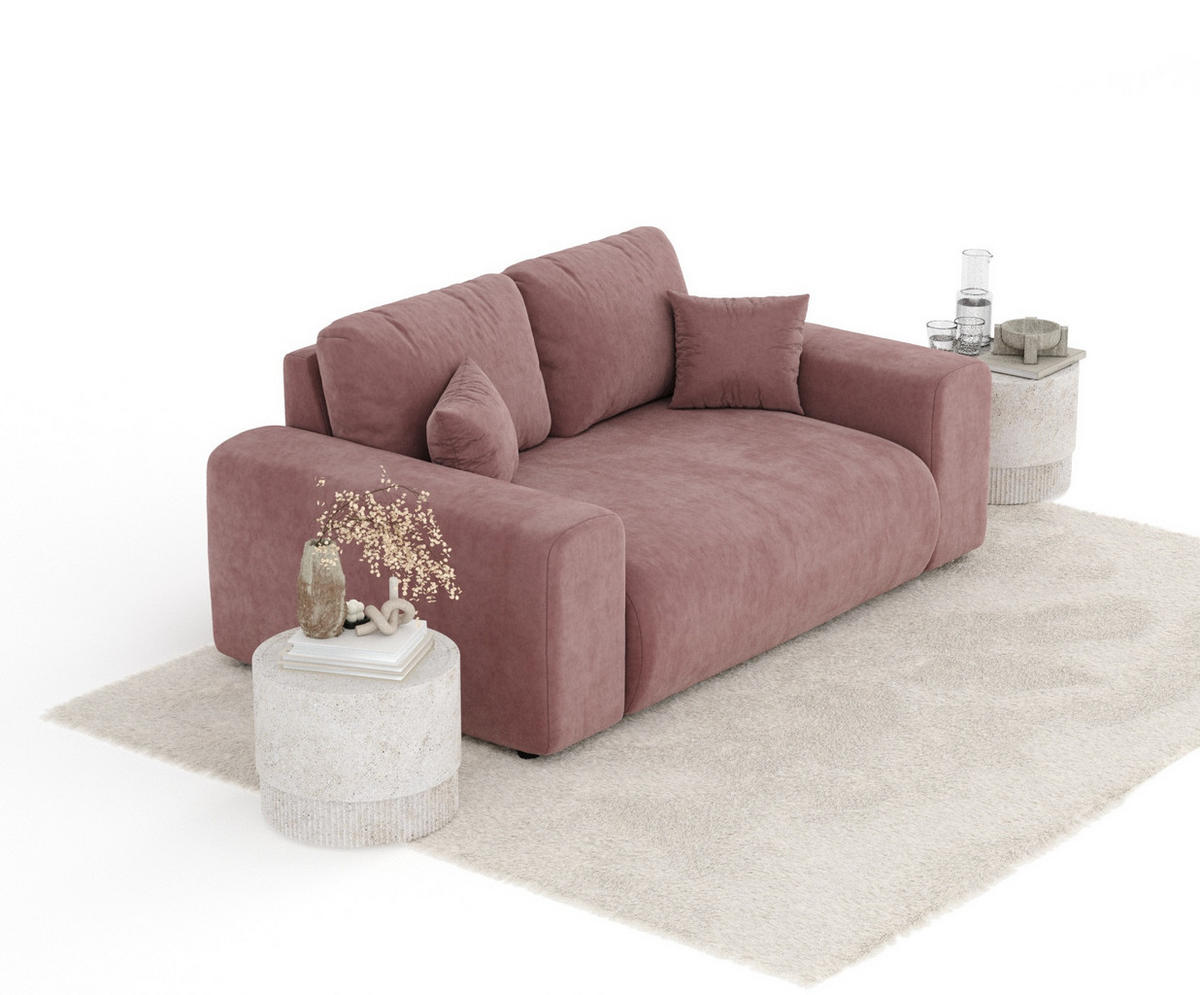 2-SITZER-SOFA Zanzibar Rosa Samtstoff - Schwarz/Rosa, Holz/Holzwerkstoff (178/79/108cm) - Maison de Reve