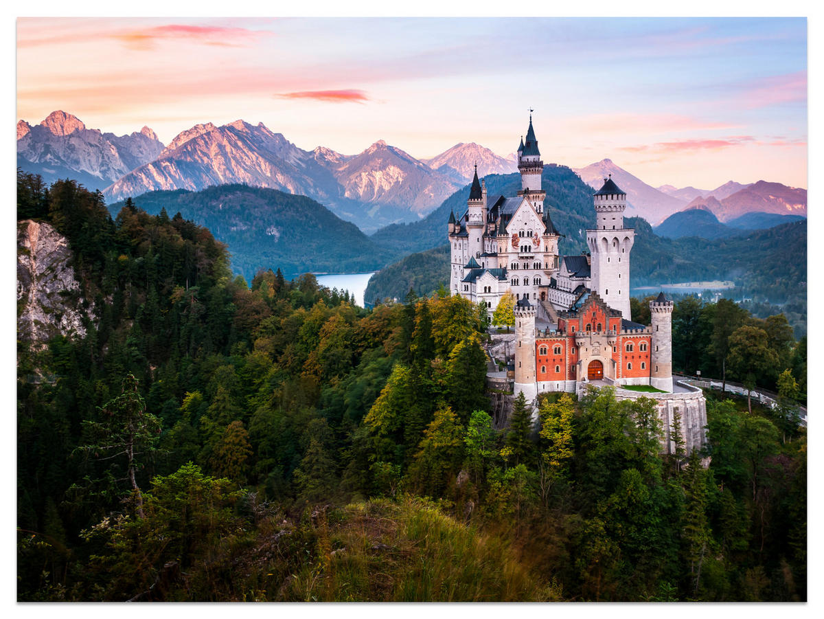 FOTOTAPETE für Schlafzimmer Schloss Bergwald Bäume Grün 150x105 - Multicolor, Papier (150/105cm) - Muralo