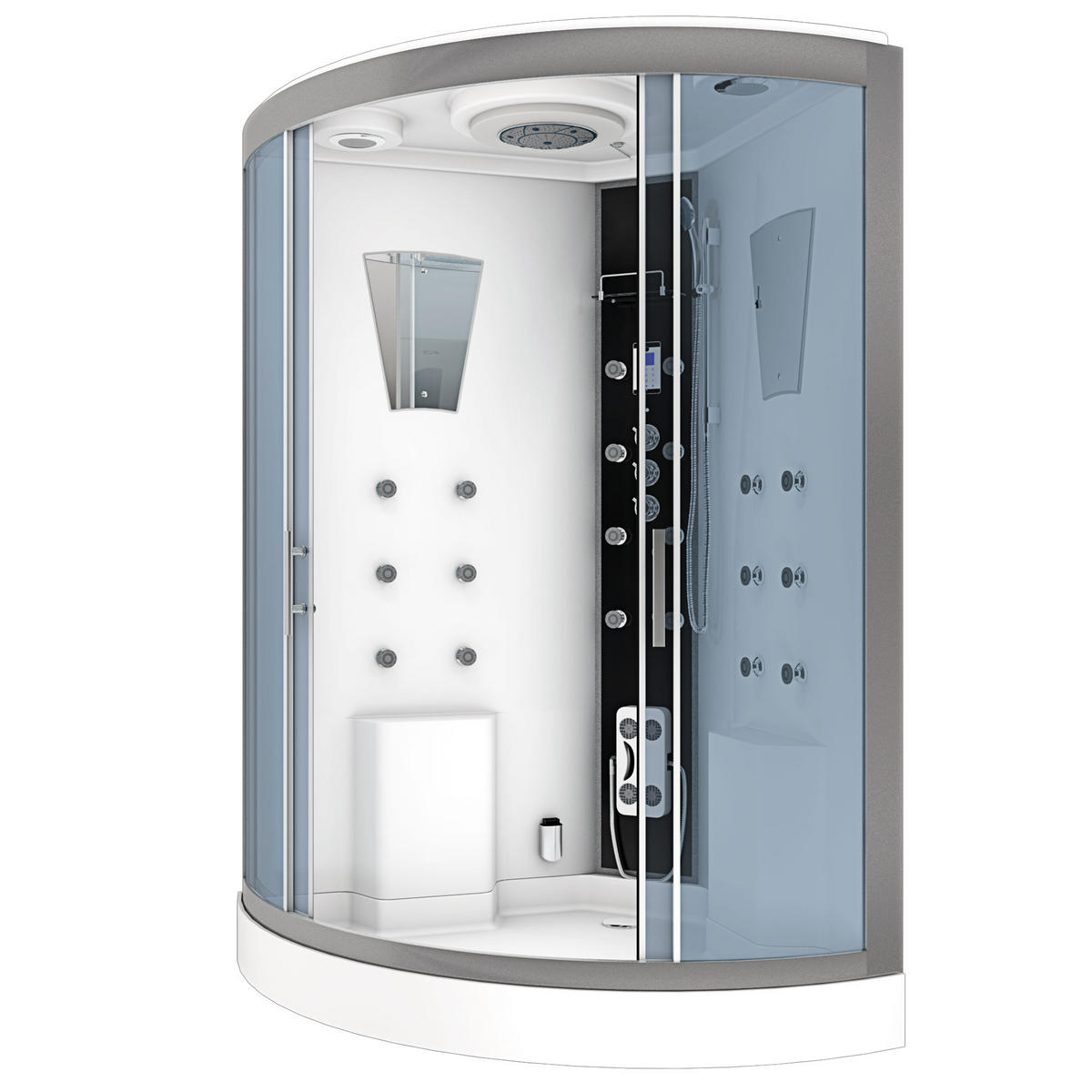 ACQUAVAPORE Dampfdusche Sauna Dusche Duschkabine D26-TH-EC-EA 130x130 cm MIT 2K Scheiben Versiegelung - Weiß, Glas/Kunststoff (130/130/220cm) - AcquaVapore by Sandra Jentho