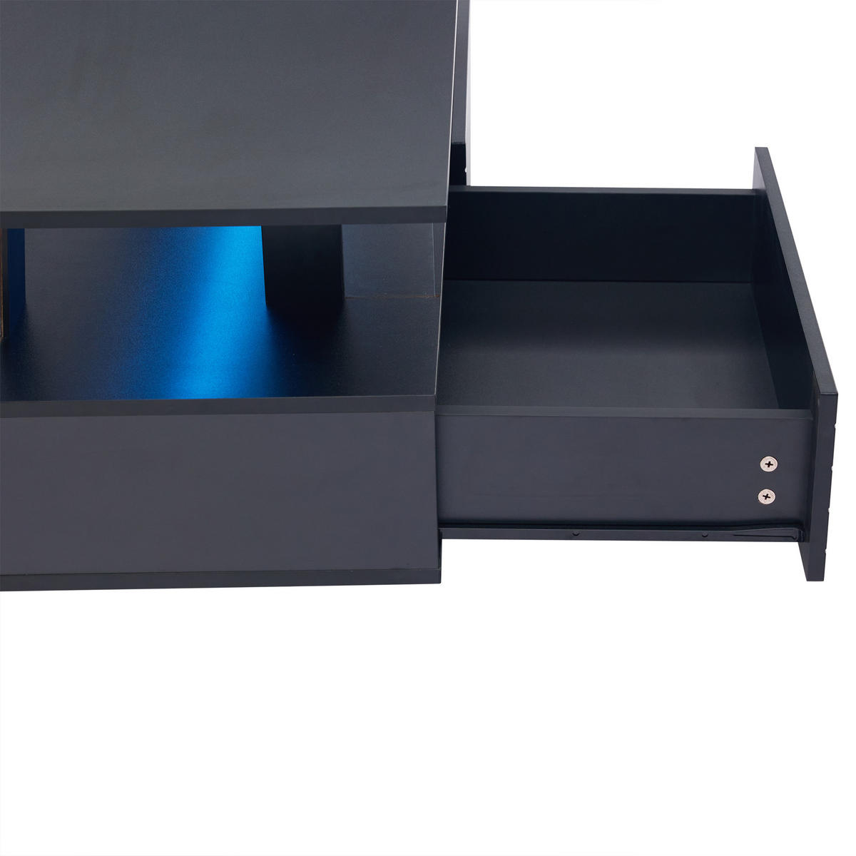 COUCHTISCH 100/50/42 cm schwarz mit LED-Beleuchtung App-Steuerung 2-Schubladen - Schwarz, Holzwerkstoff (100/50/42.5cm) - OKWISH