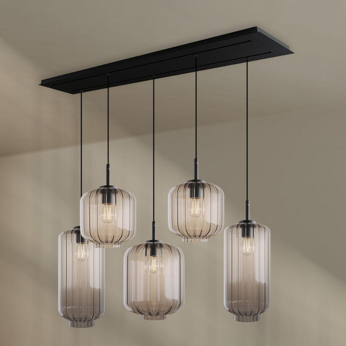 HÄNGELEUCHTE Velo 5-flammig Klar Ø 18/20/25cm - Klar/Schwarz, Glas (25/25/27cm) - s.luce