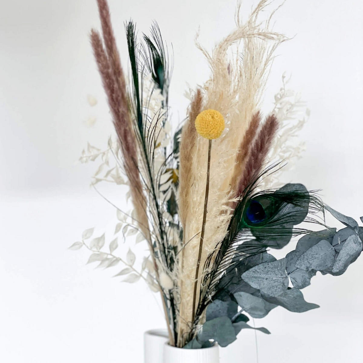 TROCKENBLUMENSTRAUSS Craspedia Pampasgras Mix - beige / 60 cm - Beige, Naturmaterialien (60cm) - Lykke & You