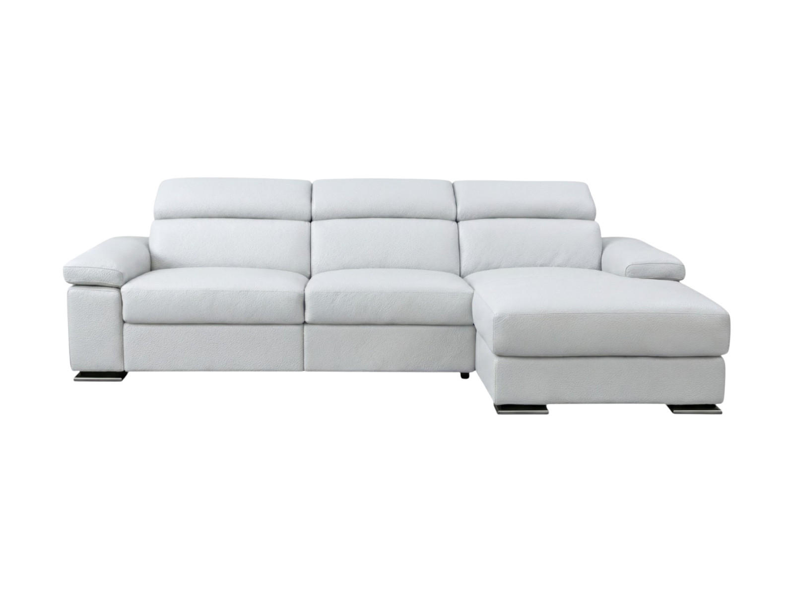 ECKSOFA Plutone Echtleder Weiß - Weiß, Leder/Metall (165/286cm)