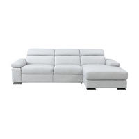 ECKSOFA Plutone Echtleder Weiß - Weiß, Leder/Metall (165/286cm)