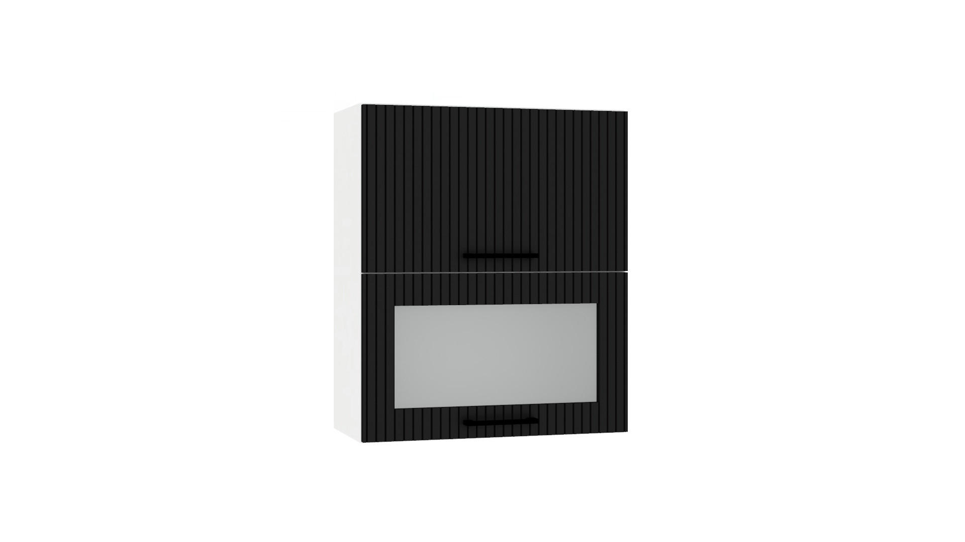 GLASHÄNGESCHRANK - W60GRF/2 SD ( S2100/92 ) - KATE - Funktionales Design Konzept - Schwarz/Weiß, Holz/Metall (60/72/30cm) - ROYAL24_MARKT