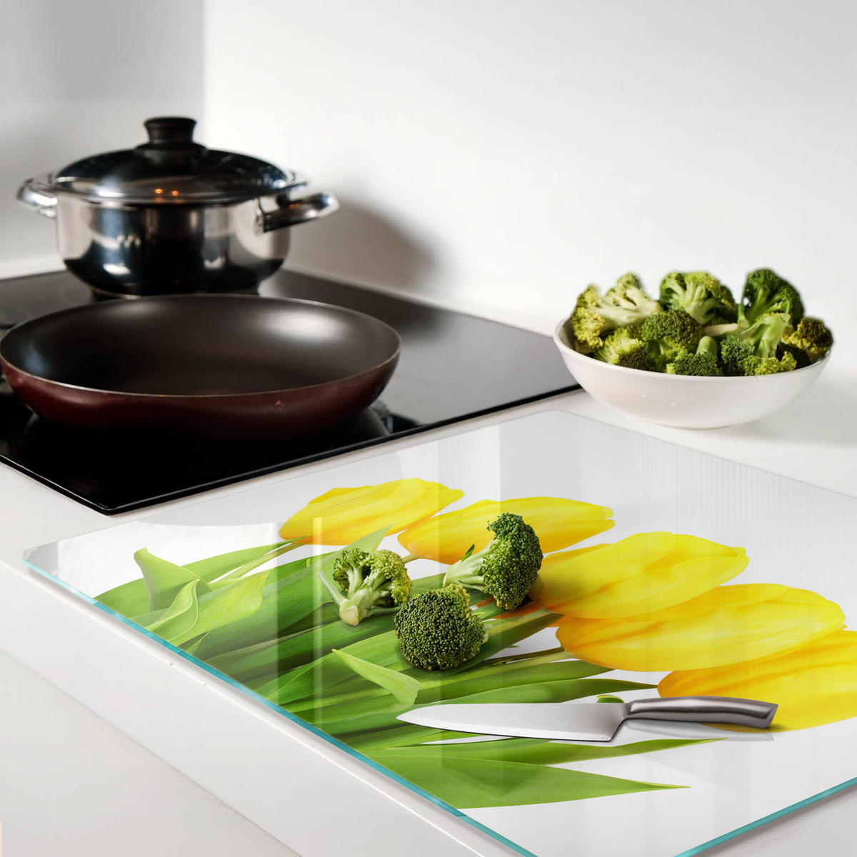 GLASPLATTE 60x52 cm Gelbe Tulpen - Gelb, Glas (60/0.4/52cm) - TULUP