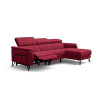 ECKSOFA RODEN 4-Sitzer mit Relax, rostrot, Veloursstoff - Rot, Holz/Textil (268/92cm) - Wozimo