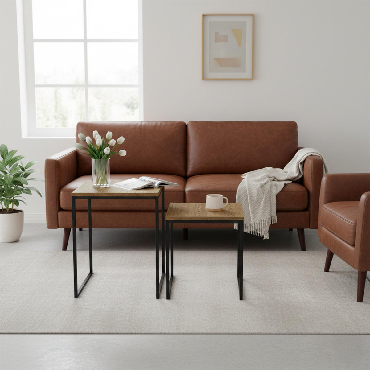 2XBEISTELLTISCH - Multicolor, Holzwerkstoff/Kunststoff (40/40/54cm) - Relaxdays