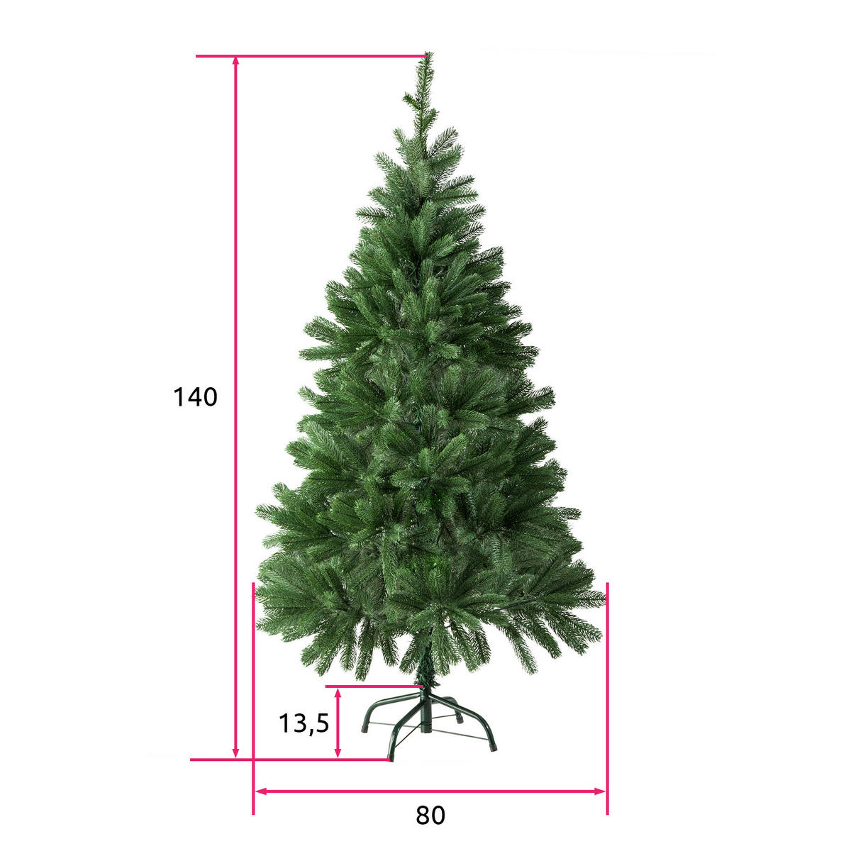 WEIHNACHTSBAUM ,inklusive Metallständer mit Kunststoffkappen,grün - Grün, Kunststoff (140cm) - tectake