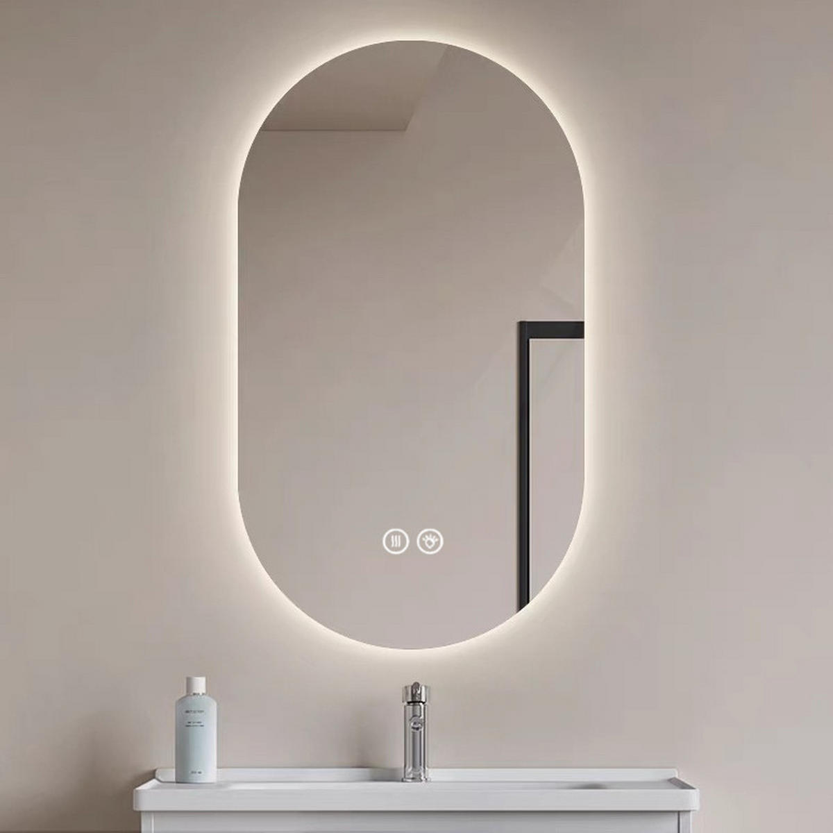 LED Badezimmerspiegel 60x90x3cm Silber, 3 Lichtfarben dimmbar mit Entspiegelung - Silberfarben, Glas (60/90/3cm) - Modfu