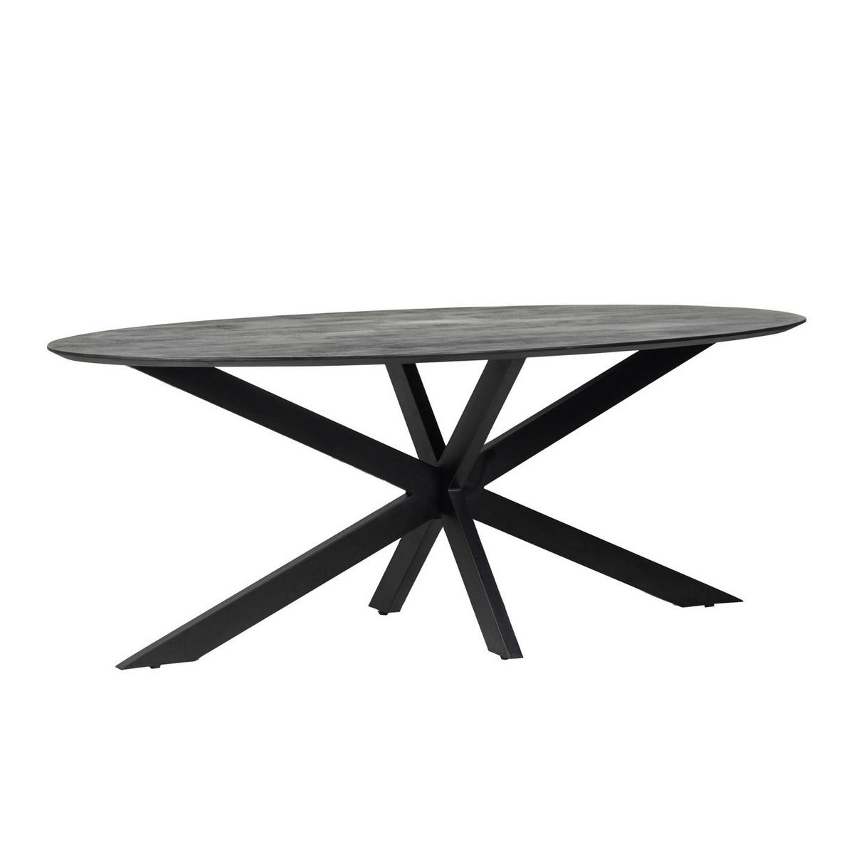 ESSTISCH oval mit X-Fuß 200cm, schwarz - Schwarz, Holz (200/100/76cm) - Giga Meubel