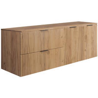 BADEZIMMER-SET, 57×46×160 cm, Eiche Craft, schwarzer Griff - Braun, Holzwerkstoff (160/57/46cm) - 3XE LIVING