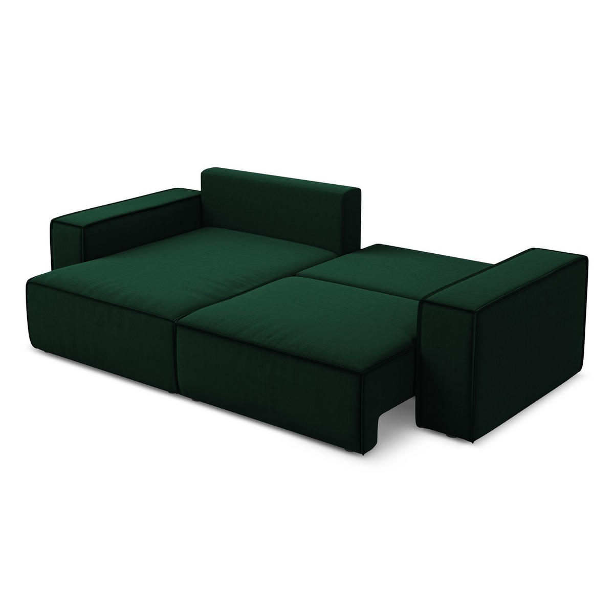 ECKSOFA mit Schlaffunktion Samt Stoff Grün - Dunkelgrün/Schwarz, Kunststoff/Textil (148/257cm) - LaMiaSofa