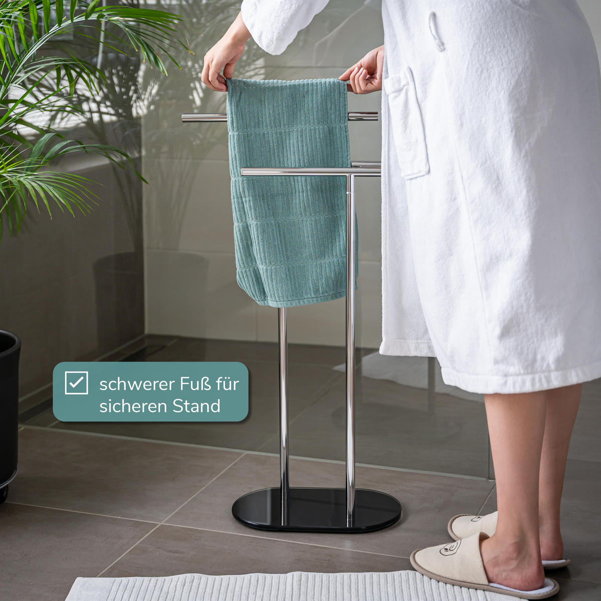 STAND-HANDTUCHHALTER, schwarz - Schwarz, Metall (56/82.5/20cm) - bremermann