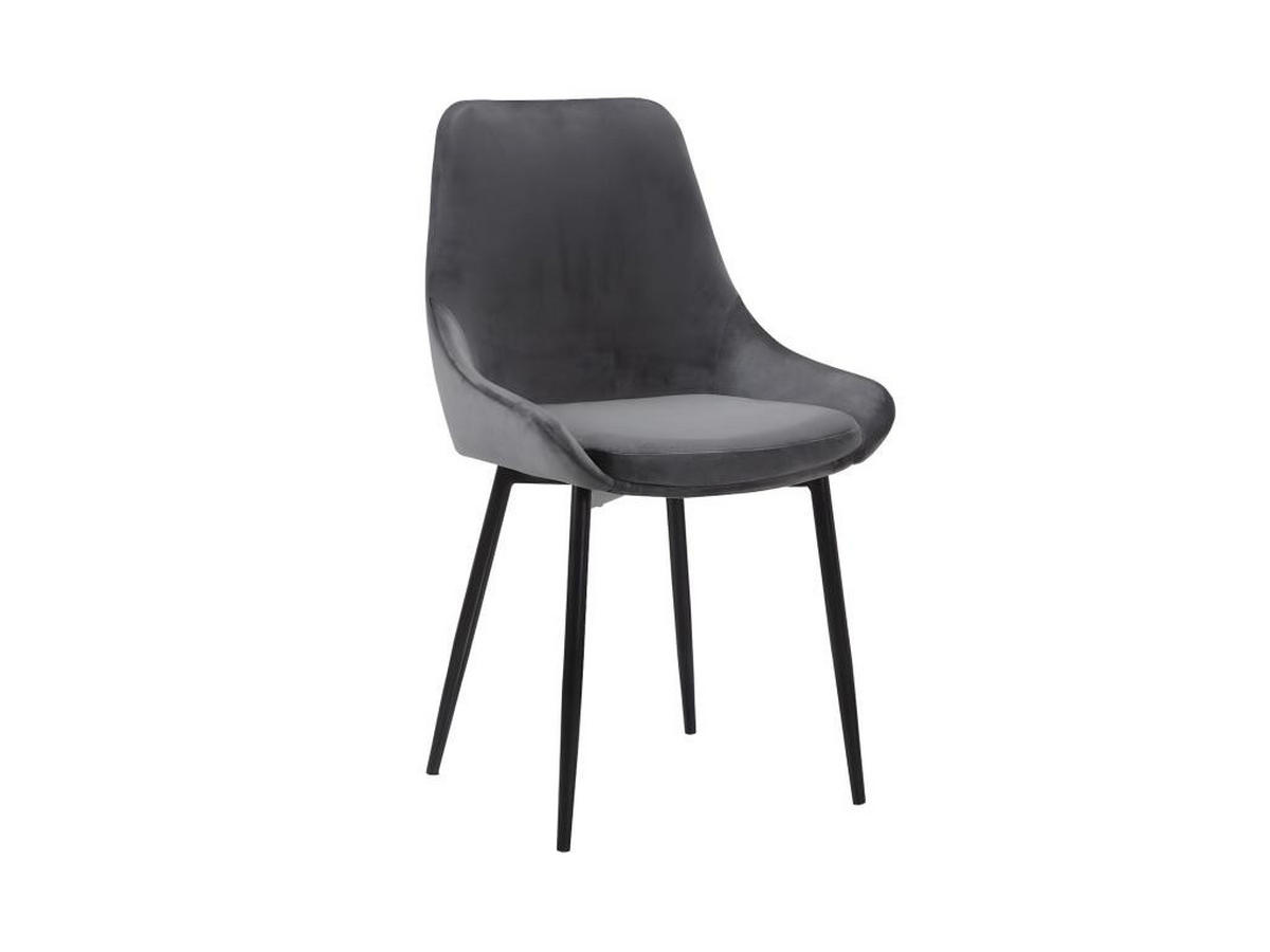 STUHL 2er-Set - Samt & Schwarzes Metall - Anthrazit - MASURIE - Anthrazit, Textil (56/85.5/49cm) - Vente-Unique