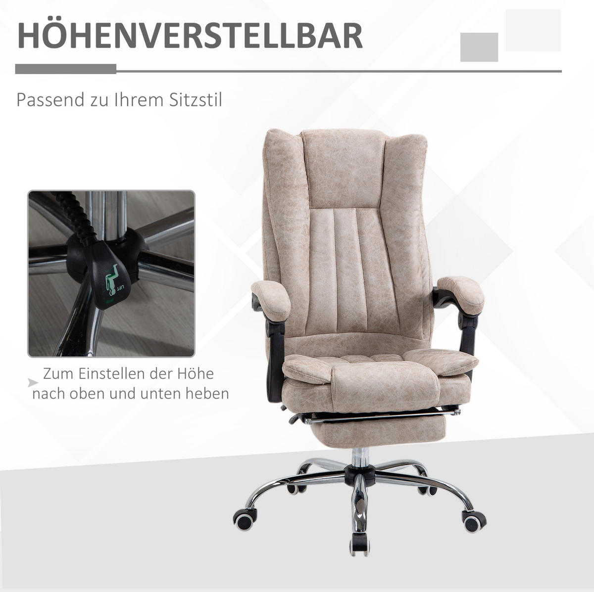 DREHSTUHL, ergonomisch, höhenverstellbar, 63/71/110-118 cm, beige - Beige, Kunststoff (71/118/63cm) - Redom