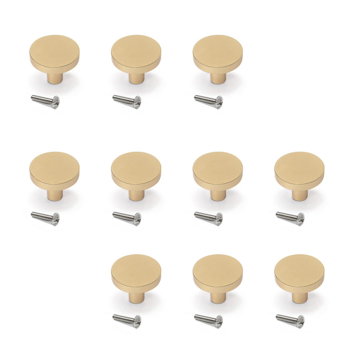 MÖBELKNÖPFE Uppsala, Durchmesser 30mm, Aluminium, Gold 10er-set - Messingfarben, Metall (12/3/18cm) - EMUCA