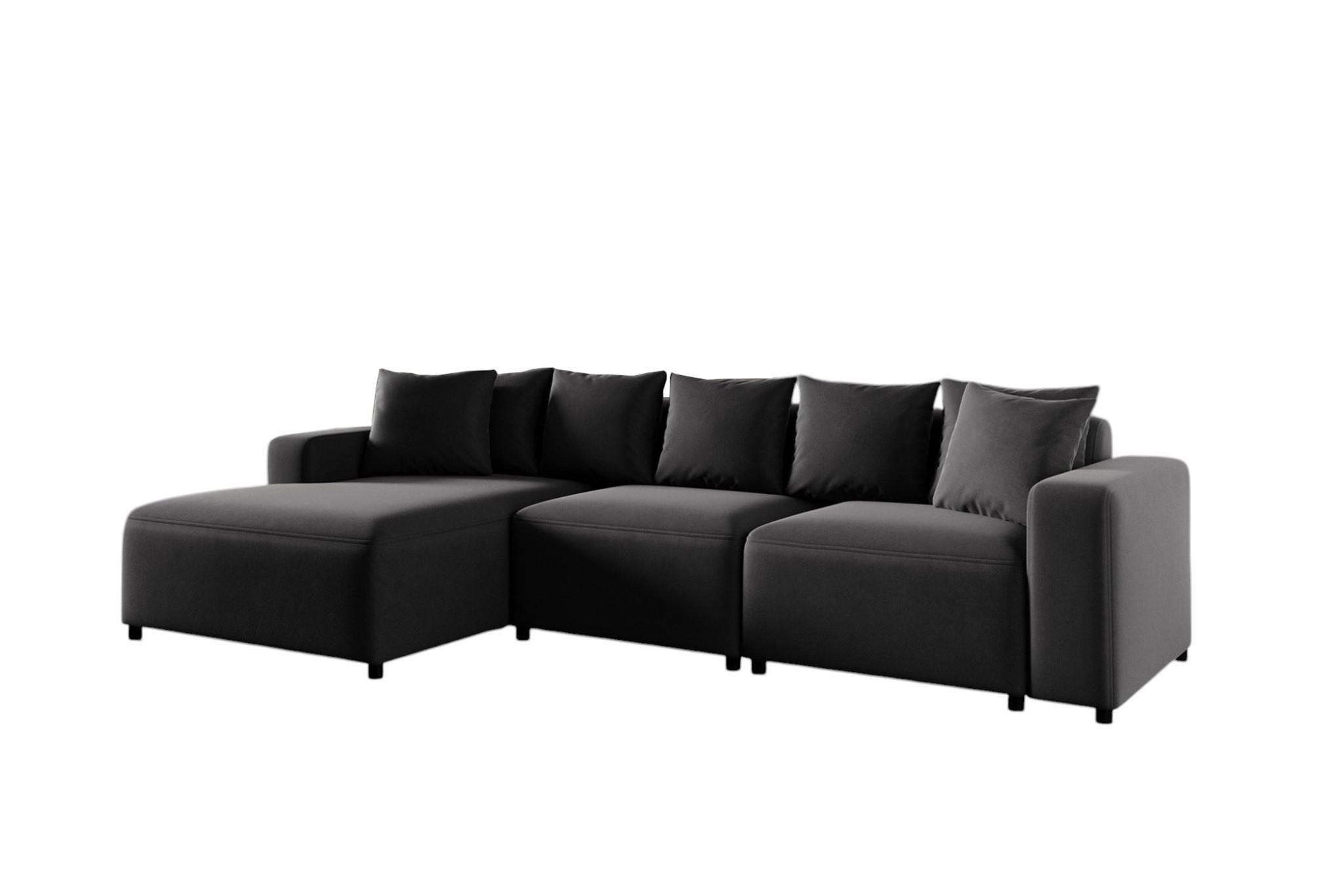 ECKSOFA Megan In Salvador - Schwarz, Holzwerkstoff/Textil (331/165cm) - Fun Möbel