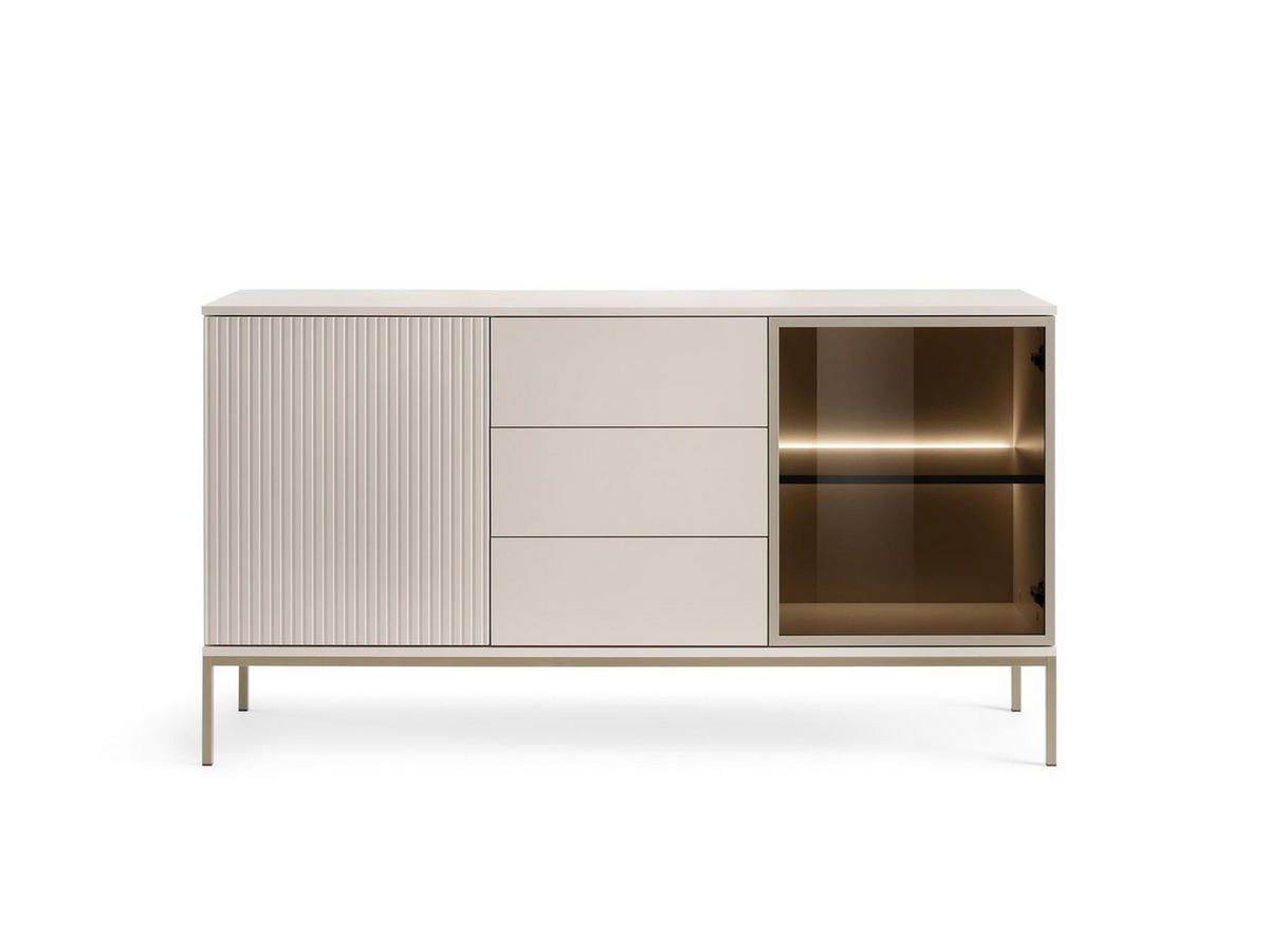 KOMMODE Sentino Kaschmir, Kombikommode mit LED - Kaschmir, Holzwerkstoff/Metall (154/83/39cm) - Bettso