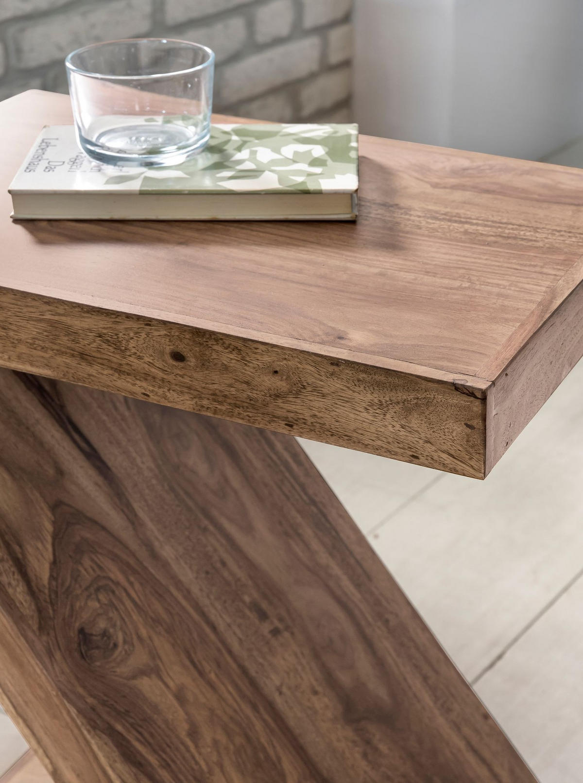 BEISTELLTISCH Massivholz Z-Form Handgefertigt, Beige 44x30x59 cm - Beige, Holz (30/44/59cm) - KADIMA DESIGN