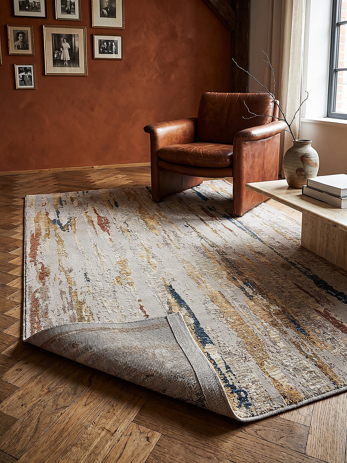 KURZFLORTEPPICH, mit Fransen, BLENG, Farbstriche, Beige-Multicolor, 160 x 230 cm - Beige, Textil (160/230cm) - KADIMA DESIGN