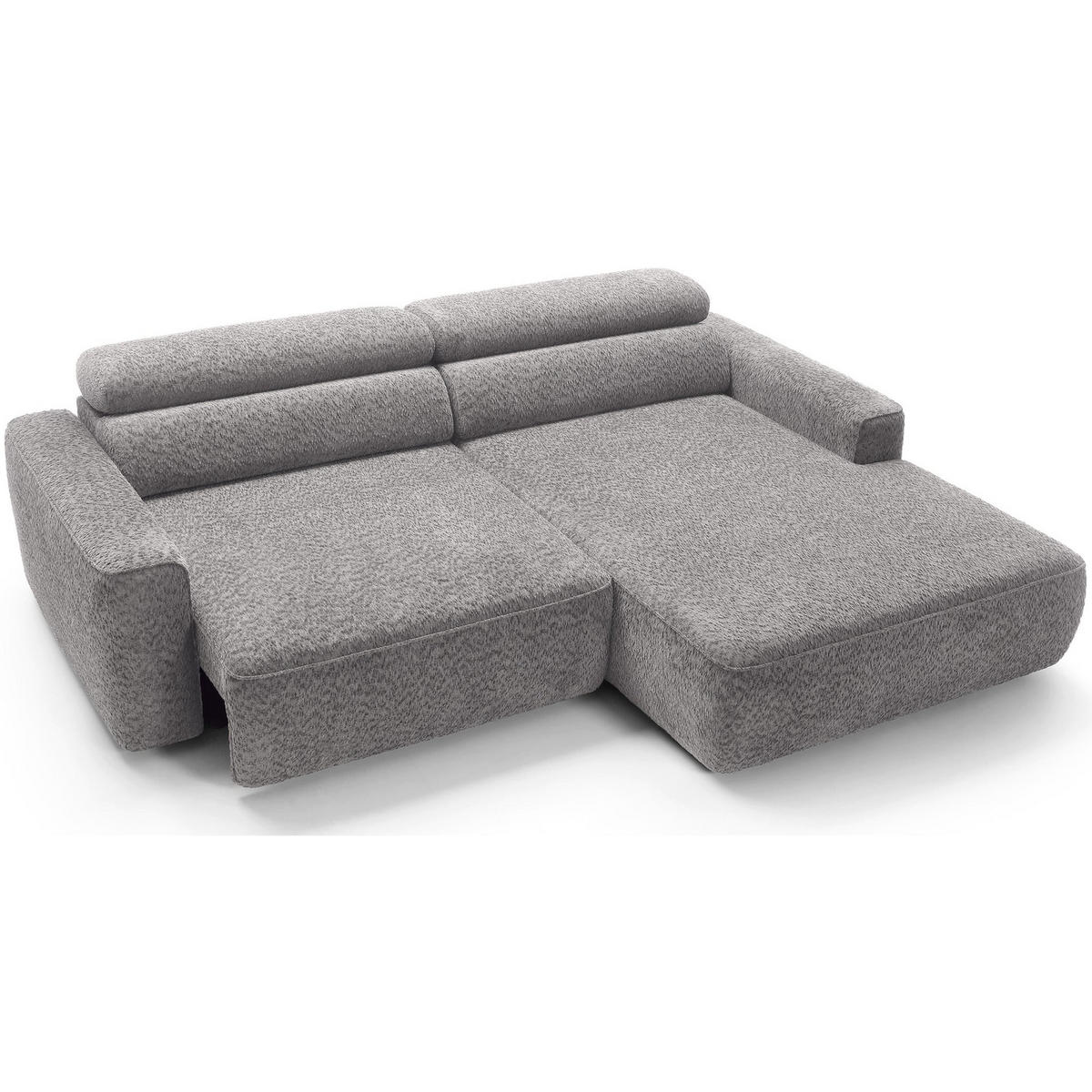 ROHOVÁ pohovka Fando s elektricky výsuvným sedákem, světle šedý ženil - černá/světle šedá, textil/plast (182/252cm) - Selsey