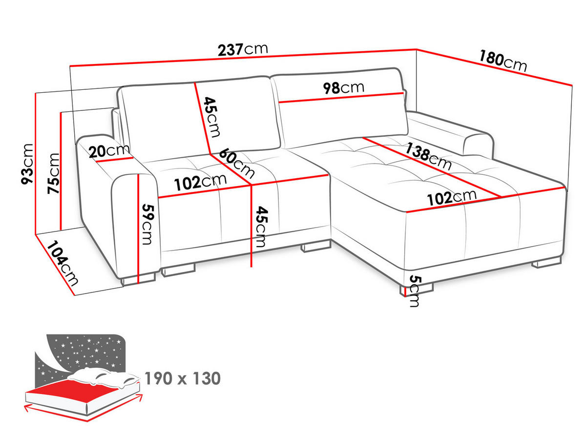 ECKSOFA Milton - Silberfarben/Schwarz, Holz/Textil (237/180cm) - MIRJAN24