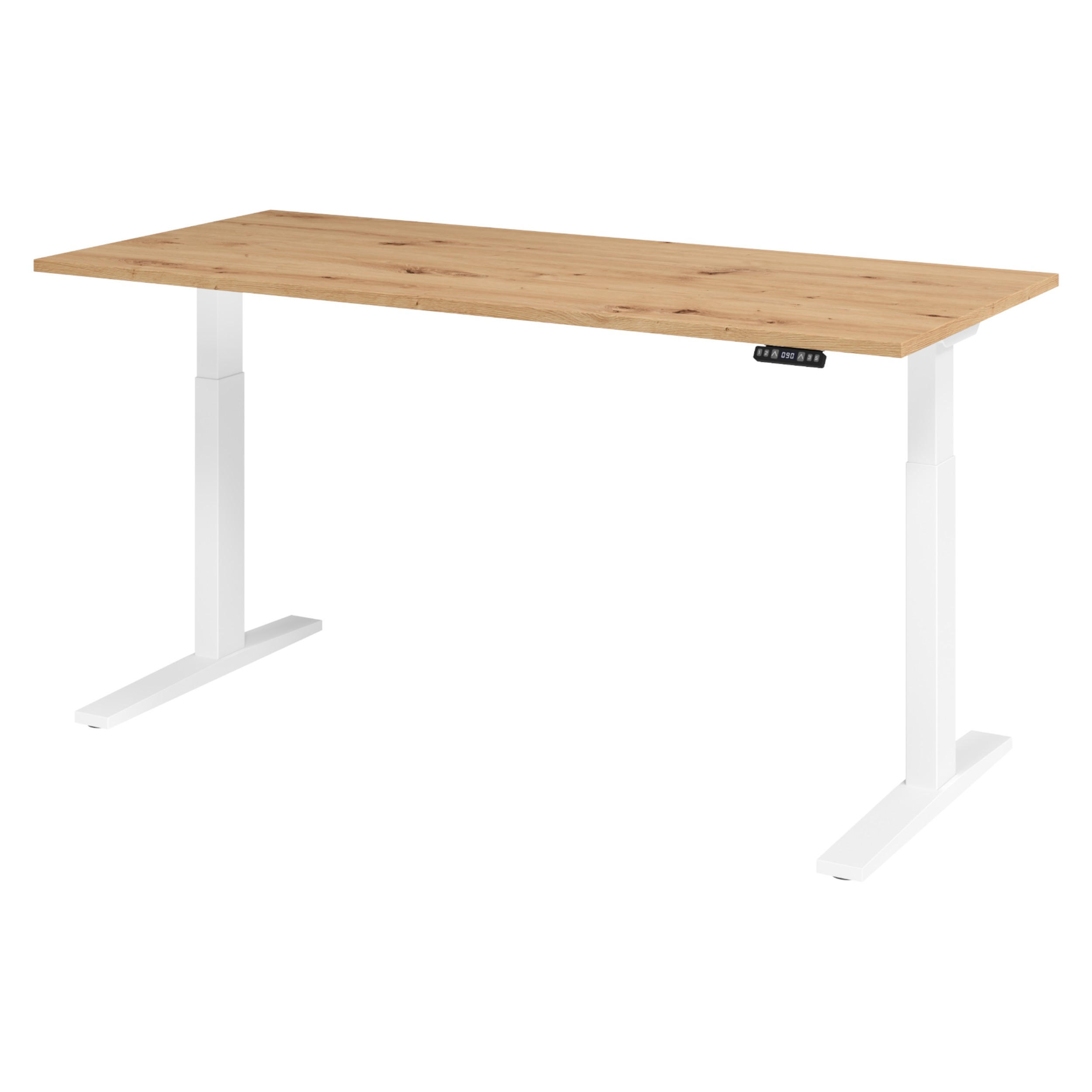 SCHREIBTISCH elektrisch XMKA 80/180/74 cm in Wildeiche/Weiß - Wildeiche/Weiß, Holzwerkstoff (80/180/74cm) - bümö