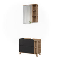 SÚPRAVA KÚPEĽŇOVÉHO NÁBYTKU Karen, antracitová/Sonoma, 2 časti - antracitová/dub sonoma, kompozitné drevo (80/65/35cm) - Vicco