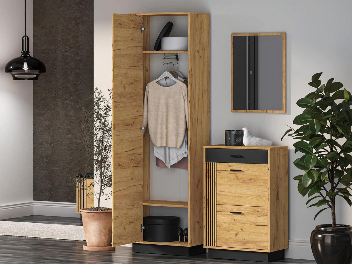 KLEIDERSCHRANK Vasco Eiche 60 cm - Eichefarben, Holzwerkstoff (60/199.5/33.4cm) - Homebook