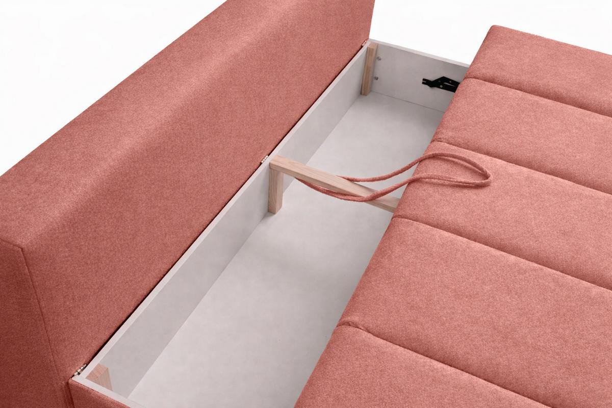 SOFA Mit Schlaffunktion Und Bettkasten, Veloursstoff Monolith, Rosa, PIANO - Pink, Holz (207/91/103cm) - Kaiser Möbel