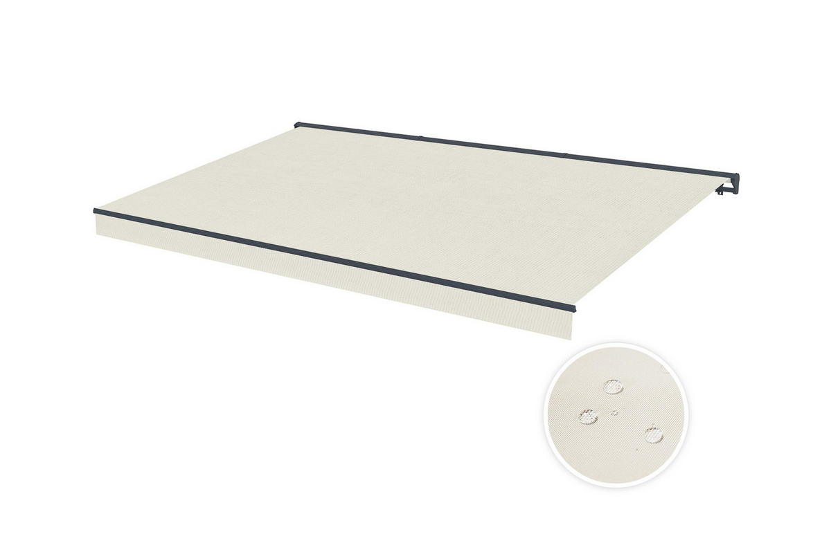 HALBKASSETTENMARKISE Fazzio Beige 5m x 3m motorisierte - Premium-Leinwand 320g/m² - Beige, Metall (500/270/300cm) - Cazeboo