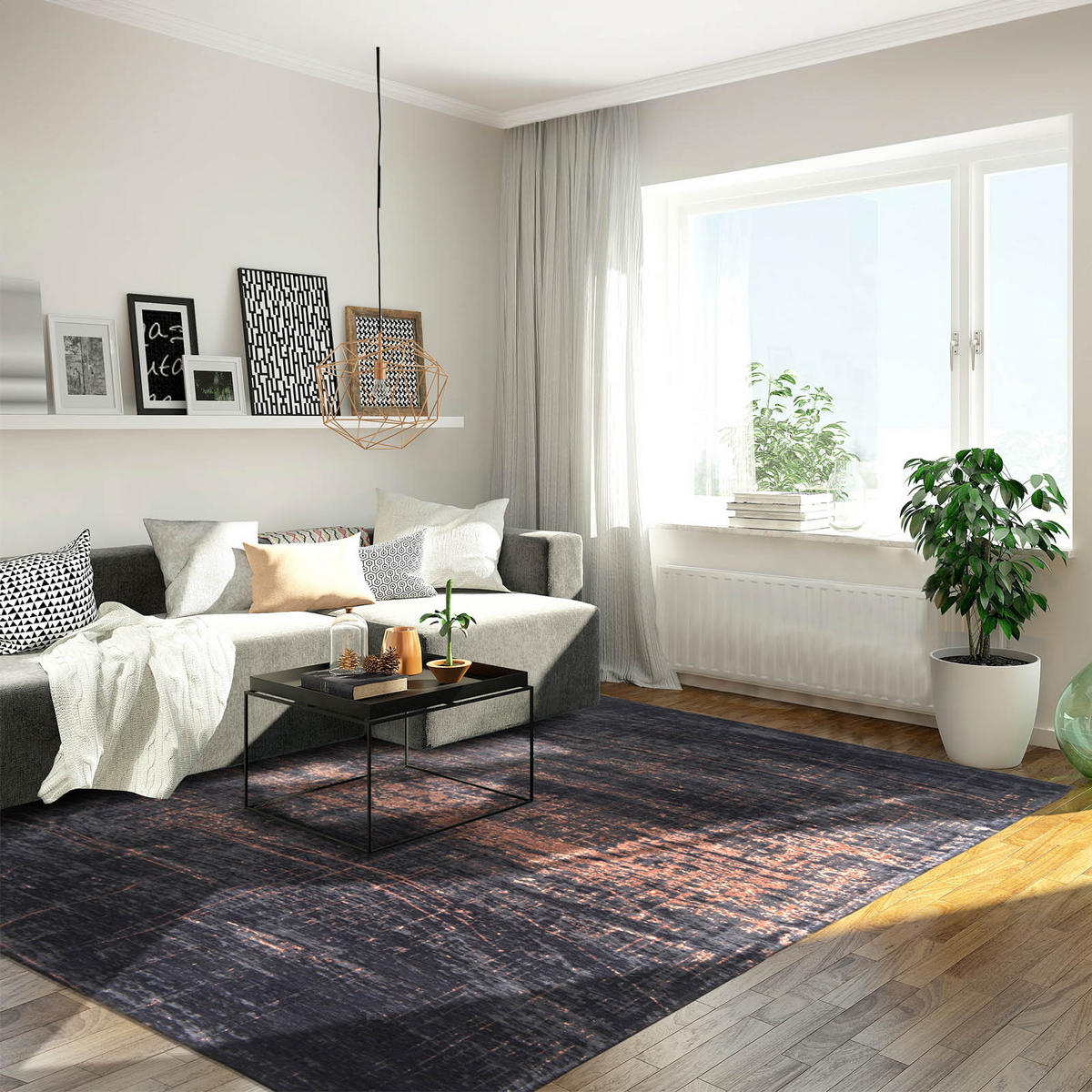 TEPPICH In-/Outdoor Flachgewebe NOHO Schwarz 140 x 200 cm - Schwarz, Textil (140/200cm) - Novatrend