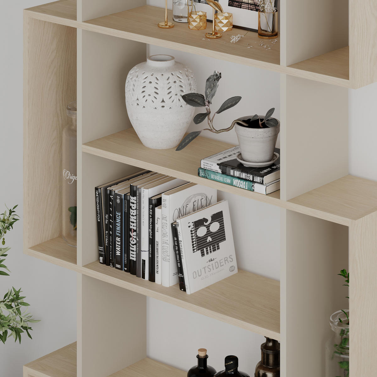 BÜCHERREGAL Mito Helle Eiche Sandstein 108,5/25,5/161 cm - Multicolor, Holzwerkstoff (108.6/160.8/25.3cm) - Decortie