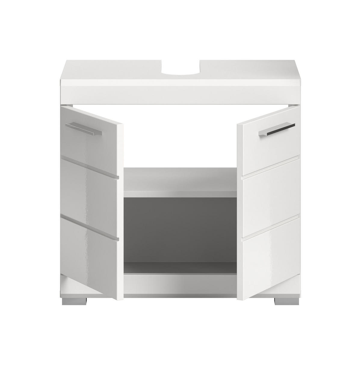 WASCHBECKENUNTERSCHRANK Scout Bad in weiß Nachbildung und weiß hochglanz B/H/T: 60x56x34 cm - Weiß, Holz (60/56/34cm)