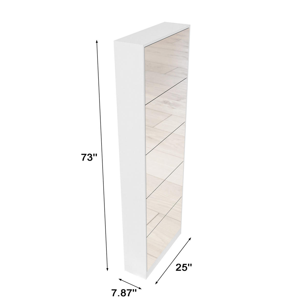 SCHUHSCHRANK 63/20/185 cm weiß aus MDF mit Ganzkörperspiegel - Weiß, Holzwerkstoff (63/185/19.6cm) - OKWISH