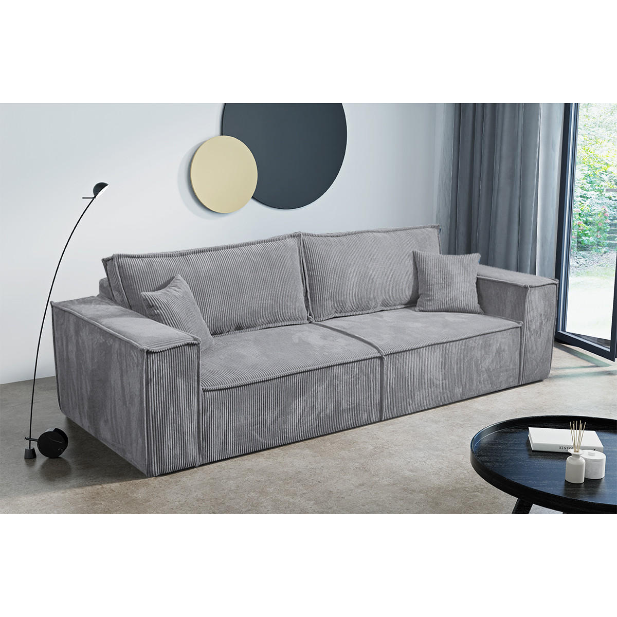 SOFA Isaac 4 Sitzplätze Hellgrau - Grau, Holzwerkstoff (255/85/105cm) - Petits-meubles