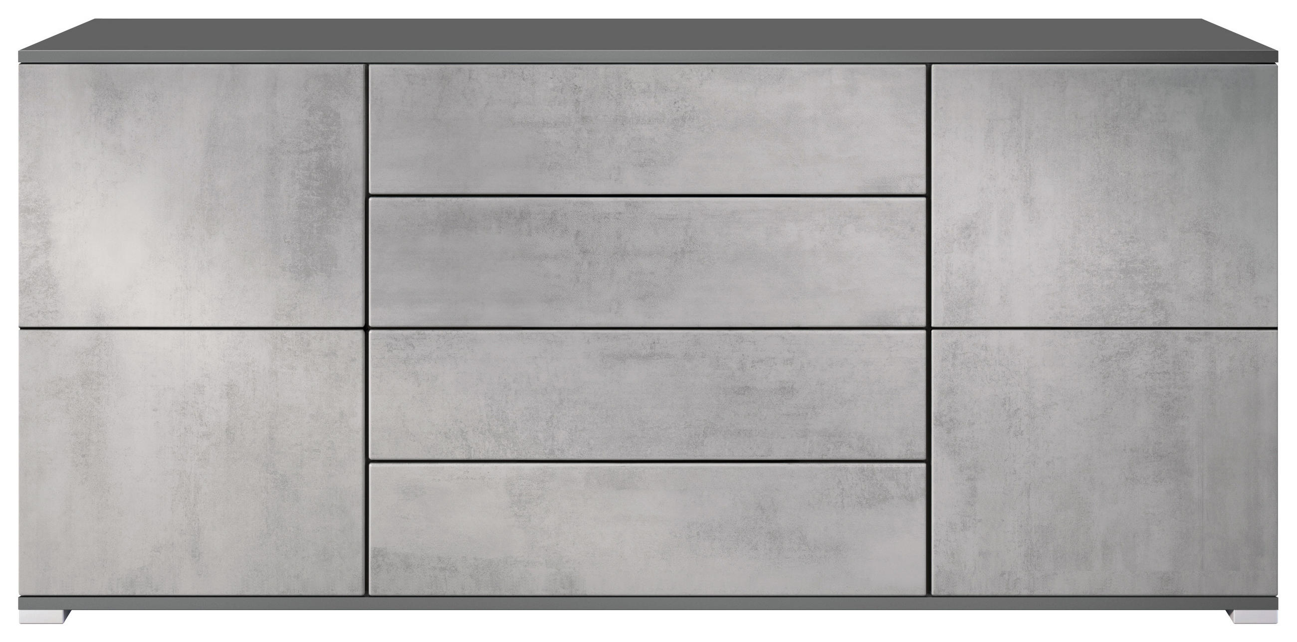 SIDEBOARD Rova Beton Oxid Optik - Hellgrau, Holzwerkstoff (166.5/75.5/35cm) - Vladon