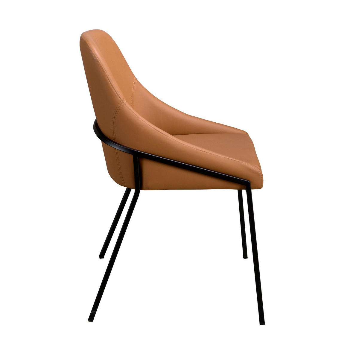 STUHL Orangefarbener Kunstlederstuhl 53/59/83 cm - Schwarz, Leder/Metall (53/83/59cm) - ANGEL CERDA