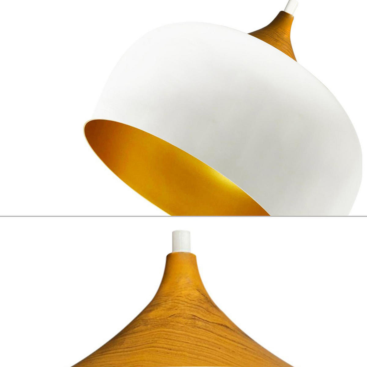 PENDELLEUCHTE Kreis 30/30 cm - Goldfarben/Weiß, Holz/Metall (30/27cm) - Bamyum