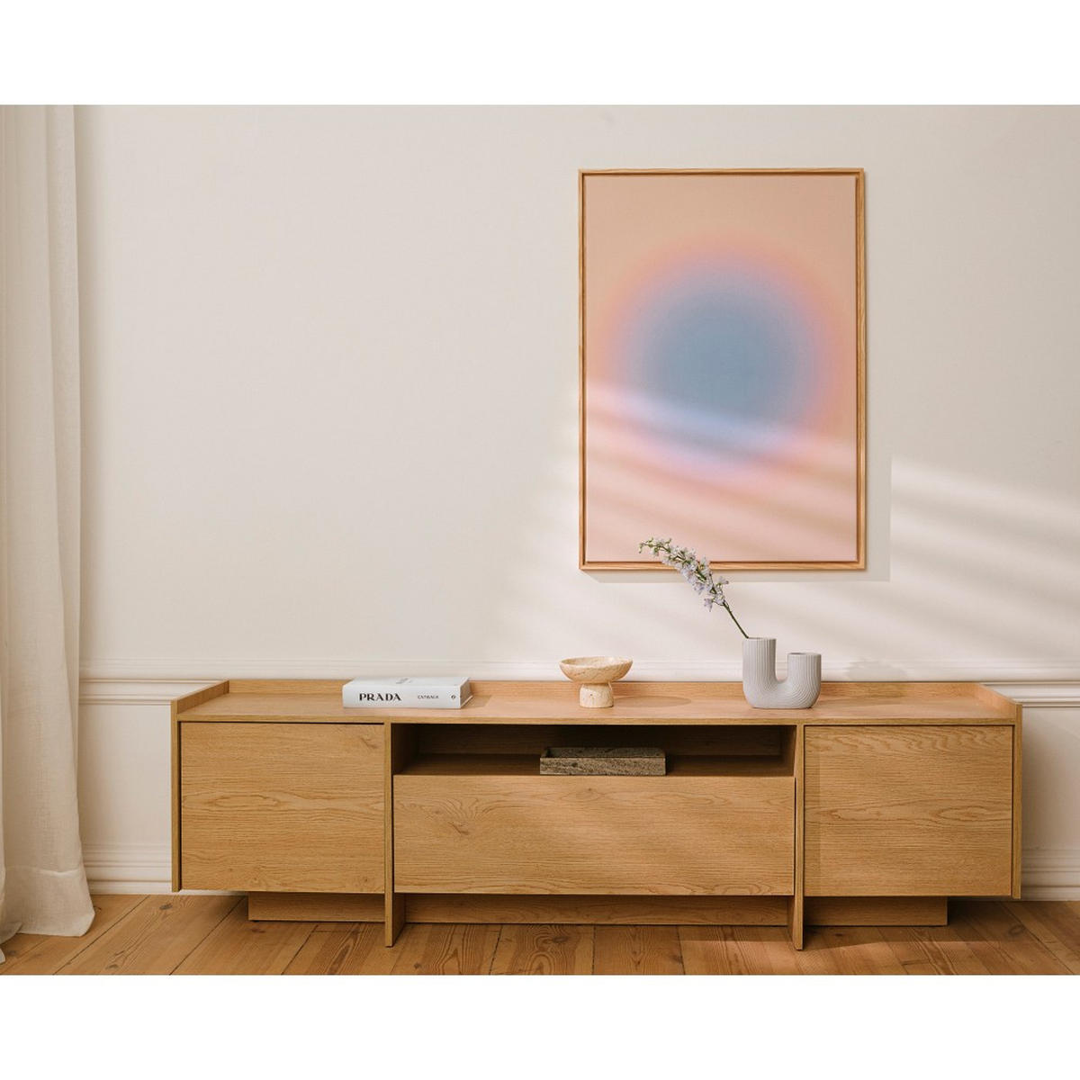 LOWBOARD Juni mit 3 Türen, 200 cm, eiche Cremona - Eichefarben, Holzwerkstoff (198/57/38cm) - Beautysofa