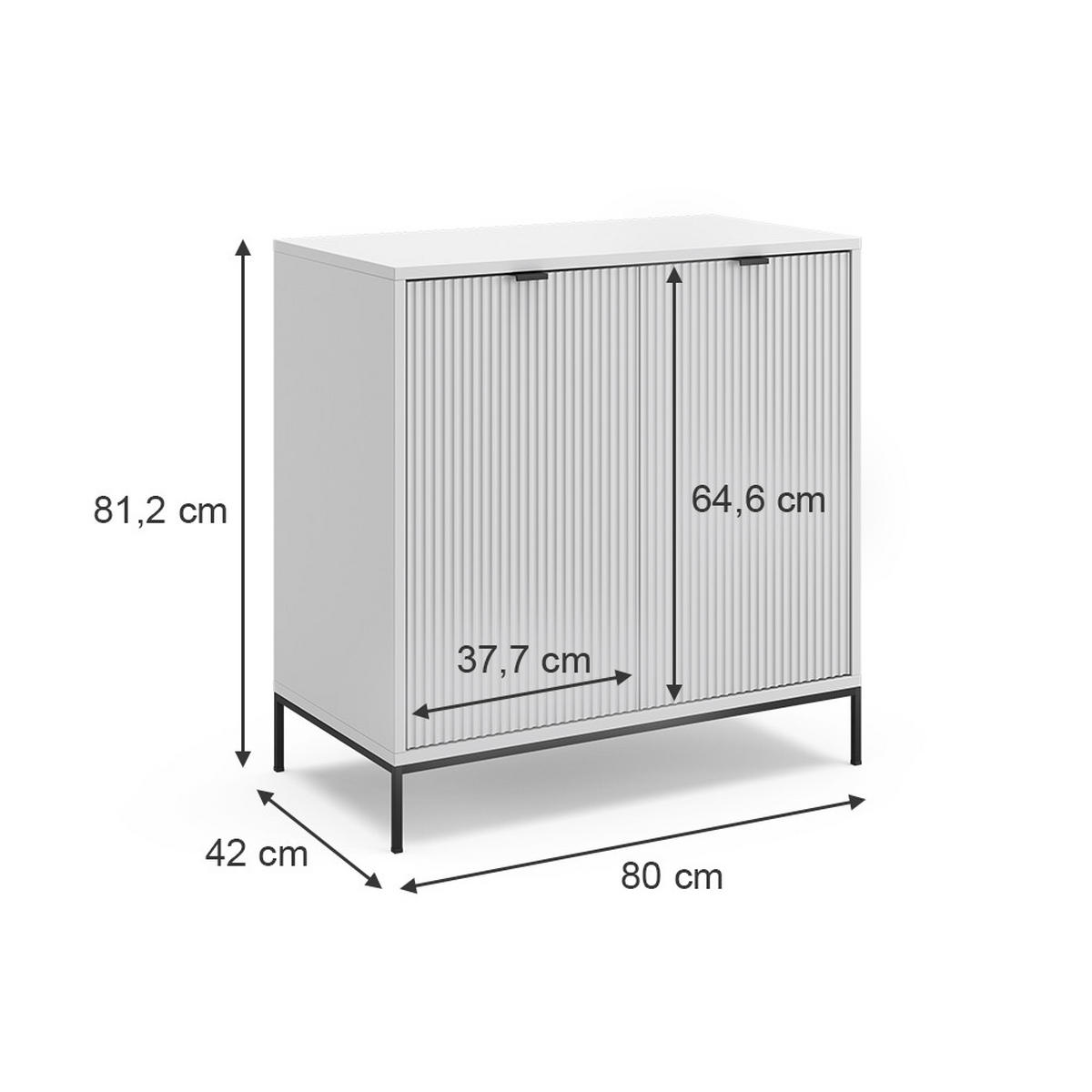 KOMMODE Eliza Weiß 80 x 81.2 cm mit 2 Türen - Weiß, Holzwerkstoff (42/81.2/80cm) - Vicco