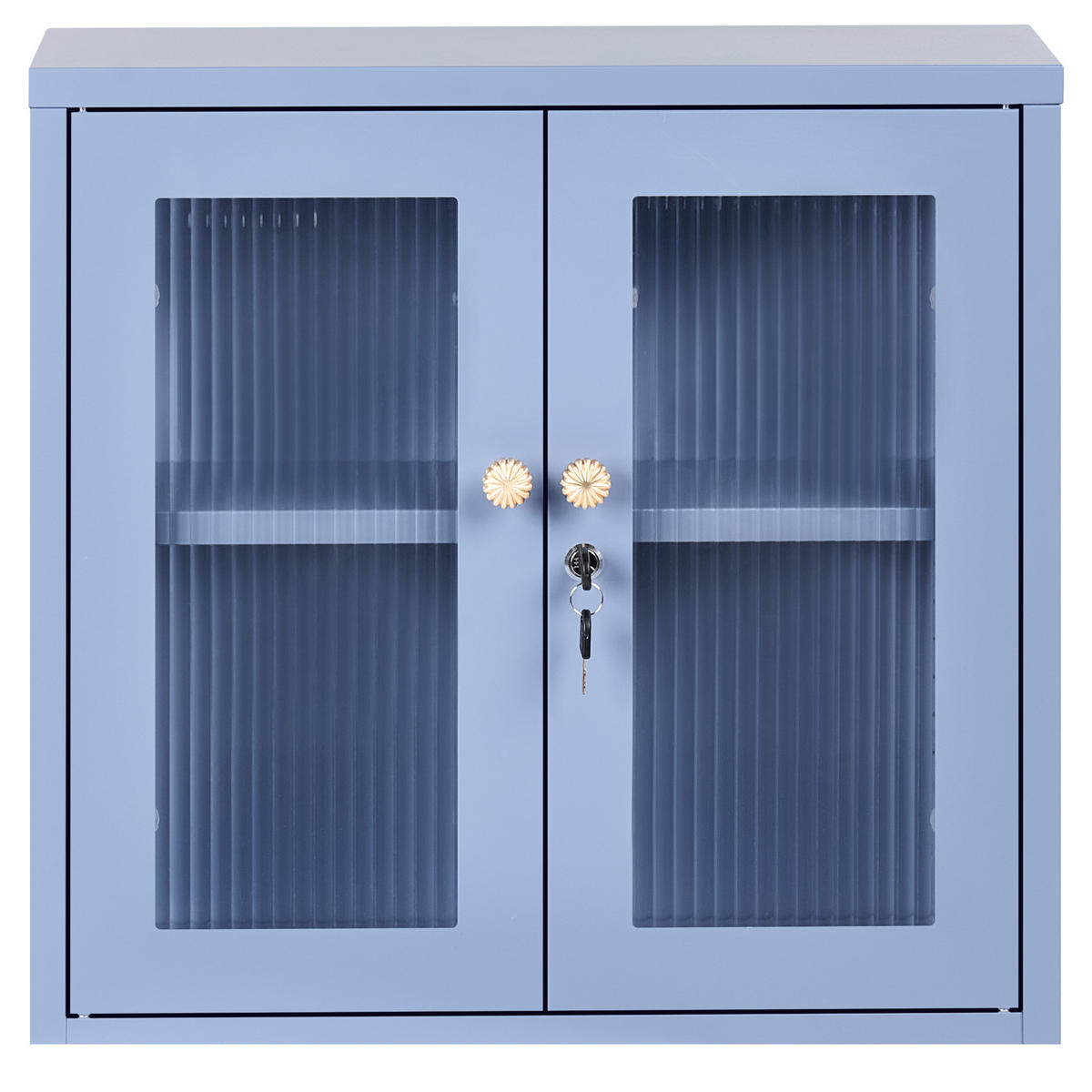WANDSCHRANK 60 cm Metall Blau Harlyn - Blau, Metall (60/57/18cm) - Beliani
