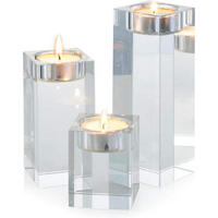 KERZENSTÄNDER 3-teiliges Set Kristallglas Transparent 6 cm+10 cm+14 cm H - Transparent, Glas (14cm)