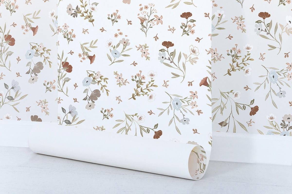 VLIESTAPETE Lilydale Blumen 50 cm x 10 m, hellgrau - Hellgrau/Grau, Papier (50/1000cm) - Lilipinso