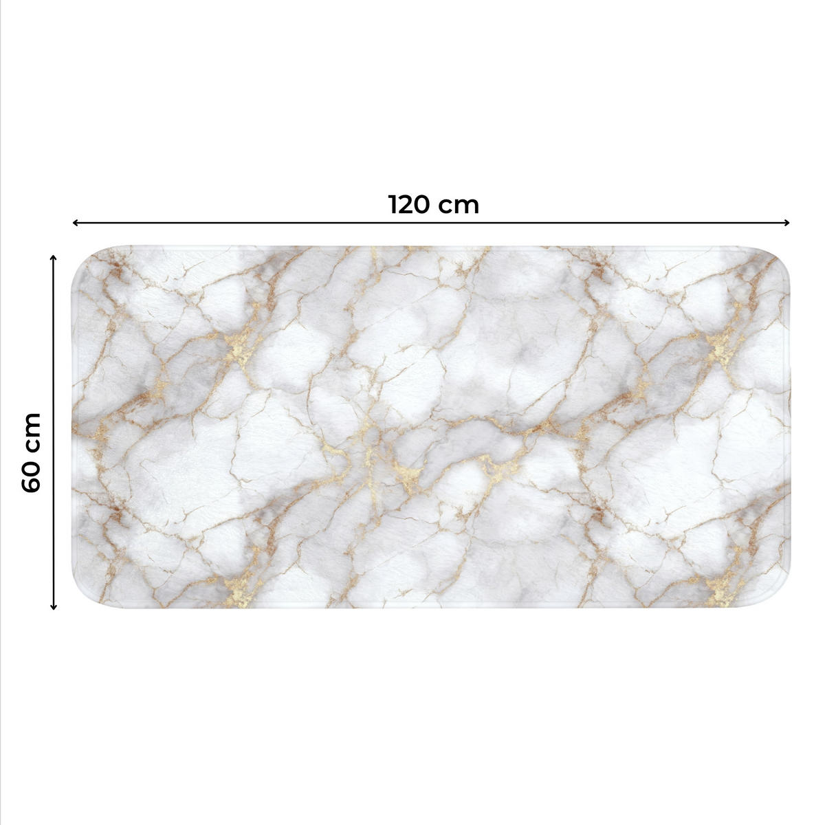 WC-VORLEGER Weiß - Gold - Marmor - Grau WC Teppich 120x60 cm - Weiß, Kunststoff/Textil (120/1cm) - OnlyWow