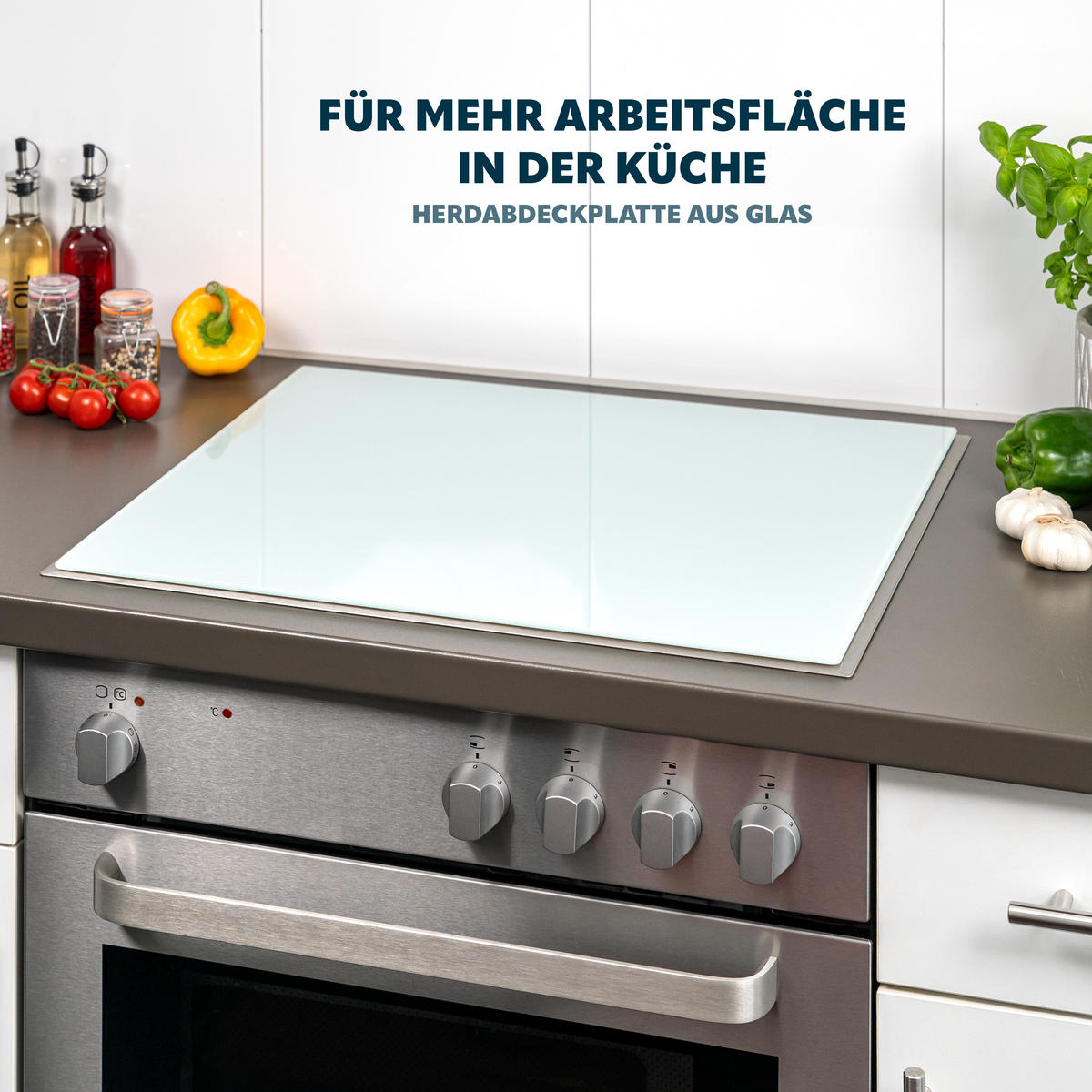 HERDABDECKPLATTE Glas, ca. 55,7 x 50 cm - Weiß, Glas (50/0.5/55.7cm) - bremermann